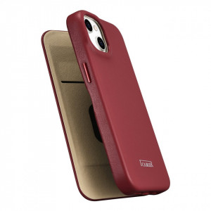 Калъф тип книга от естествена кожа iCARER CE Oil Wax Premium MagSafe - iPhone 14 Plus червен - Img 10