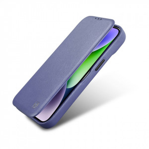 Калъф тип книга от естествена кожа iCARER CE Oil Wax Premium MagSafe - iPhone 14 Pro Max светлолилав - Img 8