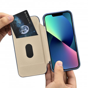 Калъф тип книга от естествена кожа iCARER CE Oil Wax Premium MagSafe - iPhone 14 Pro син - Img 20