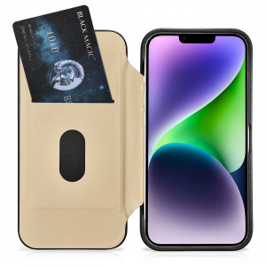 Калъф тип книга от естествена кожа iCARER CE Oil Wax Premium MagSafe - iPhone 14 Plus черен - Img 20