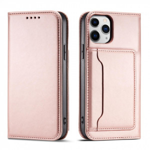 Калъф тип книга с външен джоб Magnet Card - iPhone 12 Pro Max розов - Img 1