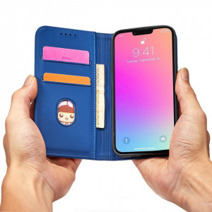 Калъф тип книга с външен джоб Magnet Card - iPhone 13 Pro син - Img 10
