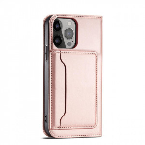Калъф тип книга с външен джоб Magnet Card - iPhone 13 Pro Max розов - Img 10