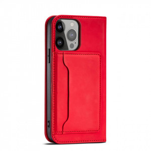 Калъф тип книга с външен джоб Magnet Card - iPhone 14 Pro червен - Img 5