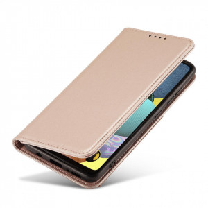 Калъф тип книга с външен джоб Magnet Card - Samsung Galaxy A12 розов - Img 6