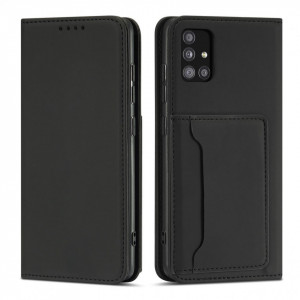 Калъф тип книга с външен джоб Magnet Card - Samsung Galaxy A12 черен - Img 1