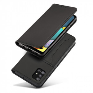 Калъф тип книга с външен джоб Magnet Card - Samsung Galaxy A12 черен - Img 2