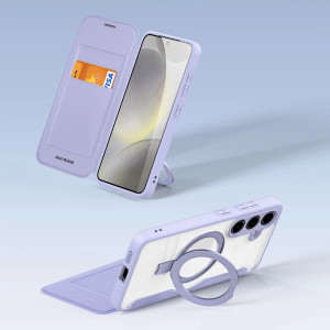 Калъф тип книга с прозрачен гръб и стойка DUX DUCIS Skin X Pro MagSafe - Samsung Galaxy S24 лилав - Img 8