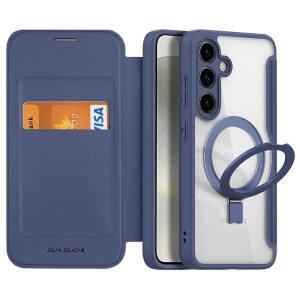 Калъф тип книга с прозрачен гръб и стойка DUX DUCIS Skin X Pro MagSafe - Samsung Galaxy S24 син - Img 3