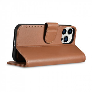 Калъф тип книга iCARER Wallet 2в1 против кражба - iPhone 14 Pro Cover кафяв - Img 7