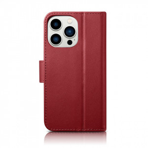 Калъф тип книга iCARER Wallet 2в1 против кражба - iPhone 14 Pro Cover червен - Img 2
