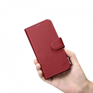 Калъф тип книга iCARER Wallet 2в1 против кражба - iPhone 14 Pro Cover червен - Img 12