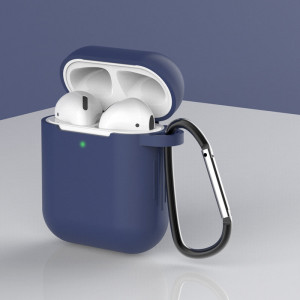 Мек силиконов калъф с кука (дизайн D) - AirPods 1 / 2 син - Img 2