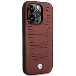 Оригинален гръб от еко кожа BMW Leather Seats MagSafe BMHMP14X22RPSR - iPhone 14 Pro Max бургундско червен - Img 4