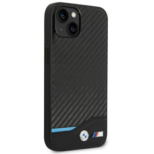 Оригинален гръб от естествена и еко кожа BMW Leather Carbon BMW BMHCP14M22NBCK - iPhone 14 Plus черен - Img 4