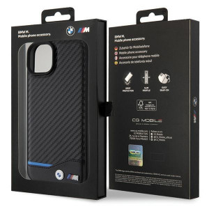 Оригинален гръб от естествена и еко кожа BMW Leather Carbon - iPhone 15 Plus черен - Img 8