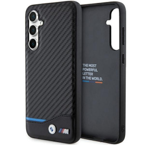 Оригинален гръб от естествена и еко кожа BMW Leather Carbon BMHCS23FE22NBCK - Samsung Galaxy S23 FE черен - Img 1