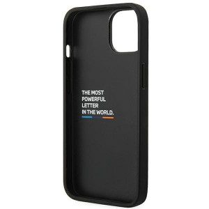 Оригинален гръб от естествена кожа BMW Leather Stamp Tricolor BMHCP14M22PTDK - iPhone 14 Plus черен - Img 7