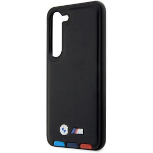 Оригинален гръб от естествена кожа BMW Leather Stamp Tricolor BMHCS23M22PTDK - Samsung Galaxy S23+ черен - Img 6
