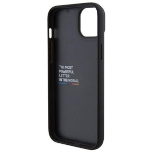 Оригинален гръб от естествена кожа BMW Leather Stamp Tricolor BMHCP15M22PTDK - iPhone 15 Plus черен - Img 7