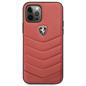 Оригинален гръб от естествена кожа FERRARI Off Track Quilted FEHQUHCP12MRE - iPhone 12 / 12 Pro червен - Img 3