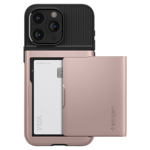 Оригинален гръб със слот за карта SPIGEN Slim Armor CS - iPhone 15 Pro розов - Img 2