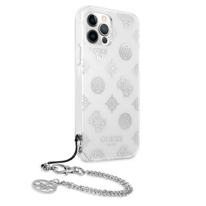 Оригинален гръб с верижка GUESS Peony Chain GUHCP12LKSPESI - iPhone 12 Pro Max сребрист - Img 4
