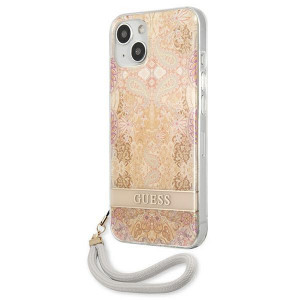 Оригинален гръб с връзка GUESS Flower GUHCP13SHFLSD - iPhone 13 mini златист - Img 2