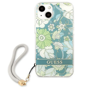 Оригинален гръб с връзка GUESS Flower GUHCP13SHFLSN - iPhone 13 mini зелен - Img 3