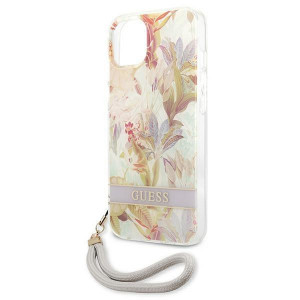 Оригинален гръб с връзка GUESS Flower GUHCP13SHFLSU - iPhone 13 mini лилав - Img 6
