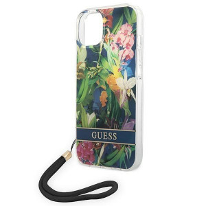 Оригинален гръб с връзка GUESS Flower GUOHCP14SHFLSB - iPhone 14 син - Img 5
