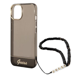 Оригинален гръб с гривна GUESS Translucent Pearl Strap GUHCP14SHGCOHK - iPhone 14 черен - Img 5