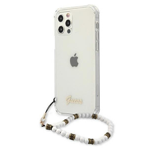 Оригинален гръб с гривна GUESS White Pearl GUHCP12MKPSWH - iPhone 12 / 12 Pro прозрачен - Img 2