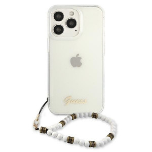 Оригинален гръб с гривна GUESS White Pearl GUHCP13LKPSWH - iPhone 13 Pro прозрачен - Img 3