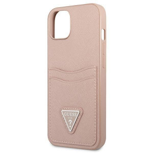 Оригинален гръб с джоб за карта GUESS SaffianoTriangle Logo Cardslot GUHCP13MPSATPP - iPhone 13 розов - Img 6