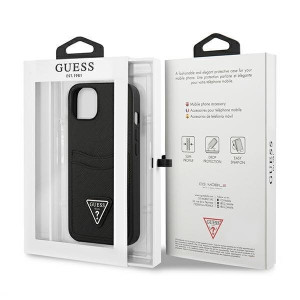 Оригинален гръб с джоб за карта GUESS SaffianoTriangle Logo Cardslot GUHCP13SPSATPK - iPhone 13 mini черен - Img 8