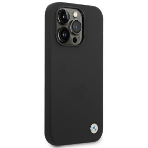 Оригинален гръб BMW Silicone Metal Logo BMHCP14LSILBK - iPhone 14 Pro черен - Img 4