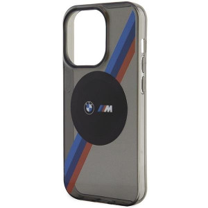 Оригинален гръб BMW Tricolor Stripes MagSafe BMHMP14LHDTK - iPhone 14 Pro сив - Img 6