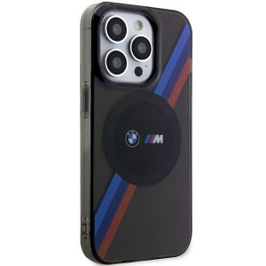 Оригинален гръб BMW Tricolor Stripes MagSafe BMHMP14XHDTK - iPhone 14 Pro Max сив - Img 4