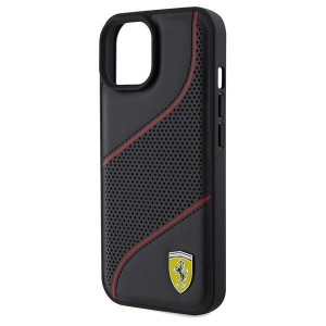 Оригинален гръб FERRARI Perforated Waves Metal Logo - iPhone 13 / 14 / 15 черен - Img 6