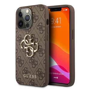 Оригинален гръб GUESS 4G Big Metal Logo GUHCP13L4GMGBR - iPhone 13 Pro кафяв - Img 1