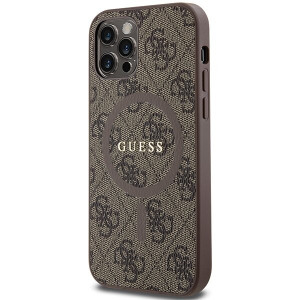 Оригинален гръб GUESS 4G Collection Leather Metal Logo MagSafe - iPhone 12 Pro / iPhone 12 кафяв - Img 2
