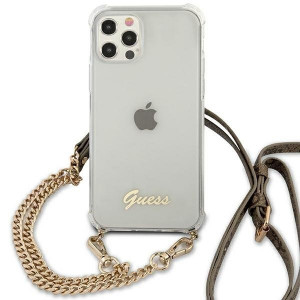 Оригинален гръб GUESS 4G Gold Chain GUHCP12MKC4GSGO - iPhone 12 / 12 Pro прозрачен - Img 3