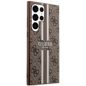 Оригинален гръб GUESS 4G Printed Stripe GUHCS23LP4RPSW - Samsung Galaxy S23 Ultra кафяв - Img 3