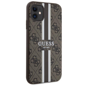 Оригинален гръб GUESS 4G Printed Stripe MagSafe GUHMN61P4RPSW - iPhone 11 кафяв - Img 4