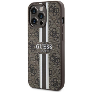 Оригинален гръб GUESS 4G Printed Stripe MagSafe GUHMP13XP4RPSW - iPhone 13 Pro Max кафяв - Img 2