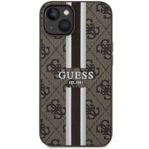 Оригинален гръб GUESS 4G Printed Stripe MagSafe GUHMP14MP4RPSW - iPhone 14 Plus кафяв - Img 3