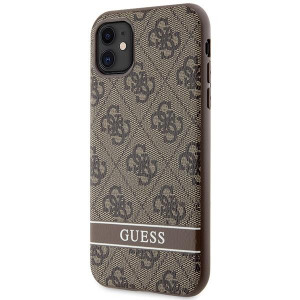 Оригинален гръб GUESS 4G Stripe GUHCN61P4SNW - iPhone 11 кафяв - Img 2