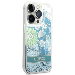 Оригинален гръб GUESS Flower Liquid Glitter GUHCP14LLFLSN - iPhone 14 Pro зелен - Img 4