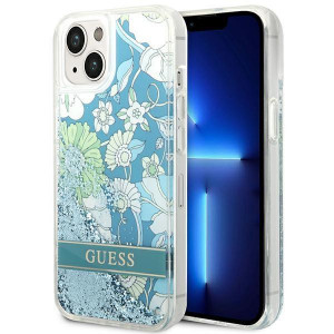 Оригинален гръб GUESS Flower Liquid Glitter GUHCP14MLFLSN - iPhone 14 Plus зелен - Img 1